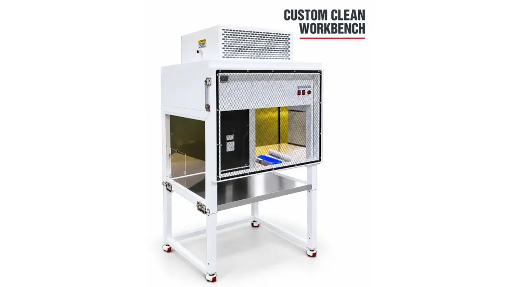Custom clean workbench for handling and inspecting optical components