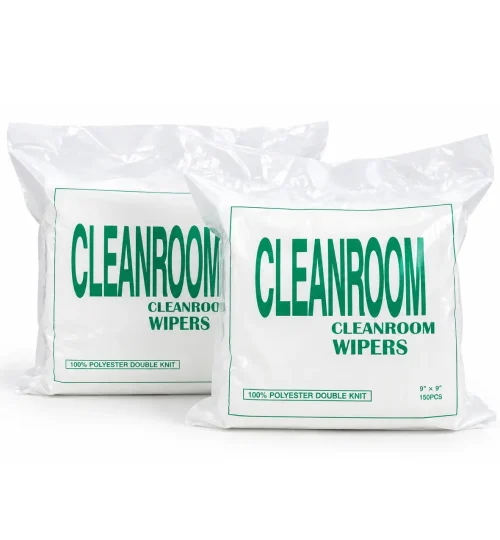 Lint-free cleanroom wipers for cleaning laser lenses and optical components