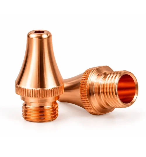 Threaded copper nozzles for fiber laser cutting heads